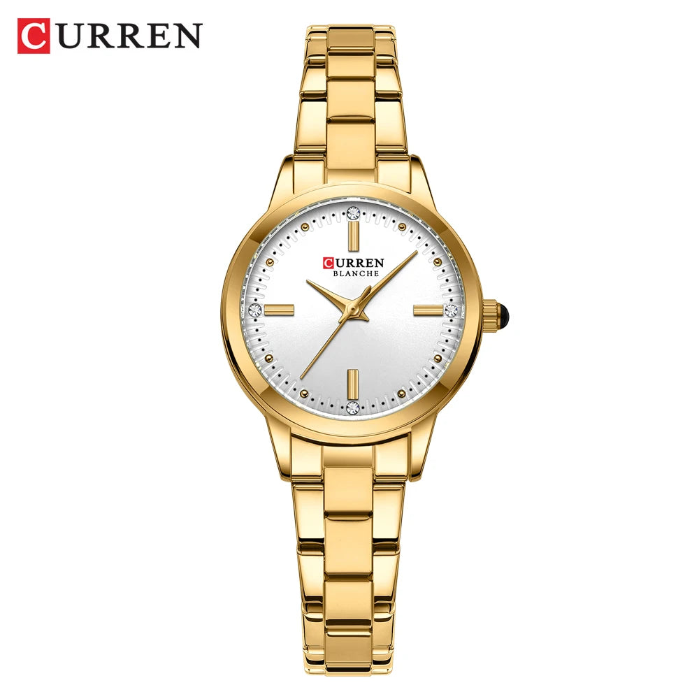 CURREN Simple Round Dial Fashion Dress Quartz Watches for Ladies with Stainless Steel Bracelet Luxury Wristwatches - Madeinsea©