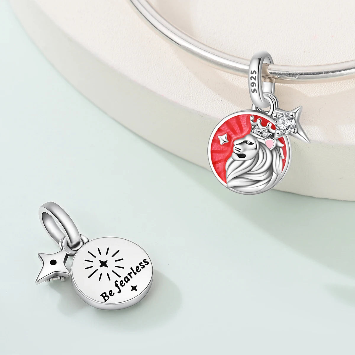 925 Sterling Silver Crowned Lion King Amulet Charm Guardian Talisman Pendant Fit Original Charm Bracelets Women DIY Jewelry Gift - Madeinsea©