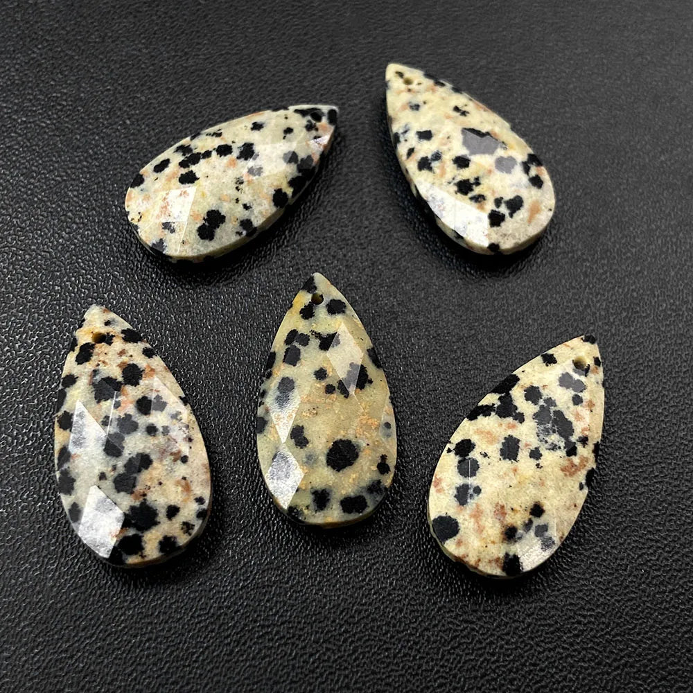 2PCS Natural Water Drop Stone Pendant 13X25mm Faceted Howlite Tiger Eye Amazonite Charms For Jewelry Making Necklace Earring DIY