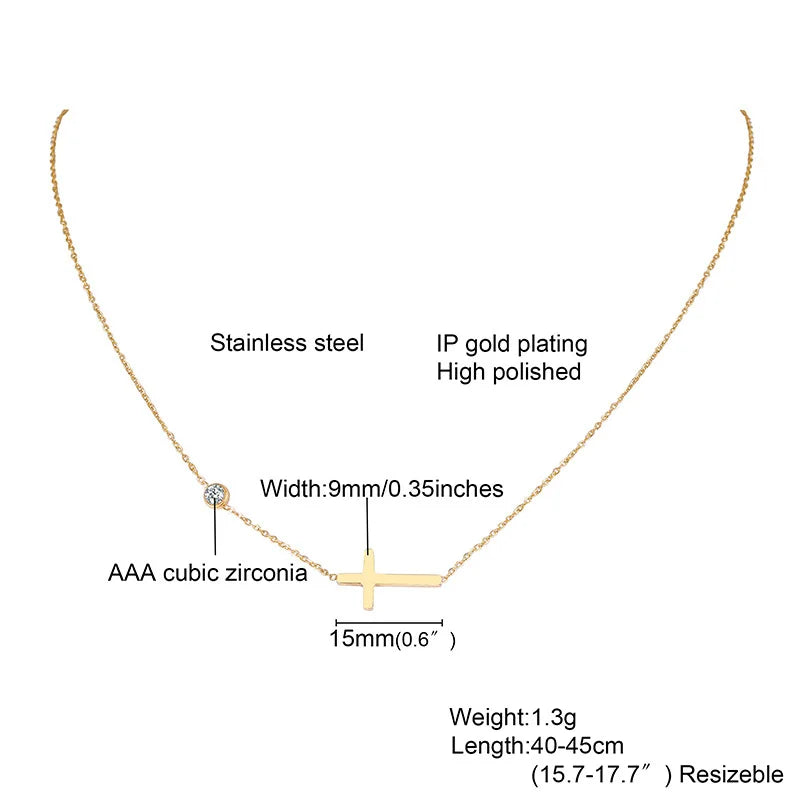 Vnox Gold Color Bow Single Zircon Chain Necklace For Women Stainless Steel Heart  Accessories Pendent Necklace Light Jewelry