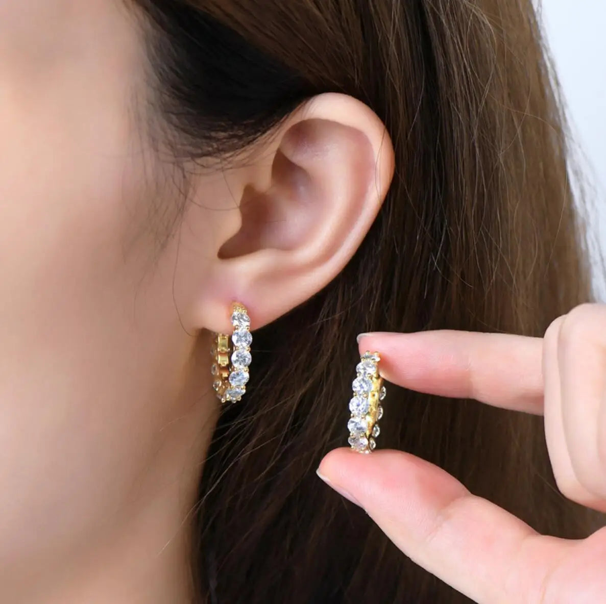 Luxury 4mm Full Moissanite Hoop Earring Original Certified 925 Silver 3.6ct Moissanite Diamond Earring for Women Wedding Jewelry - Madeinsea©