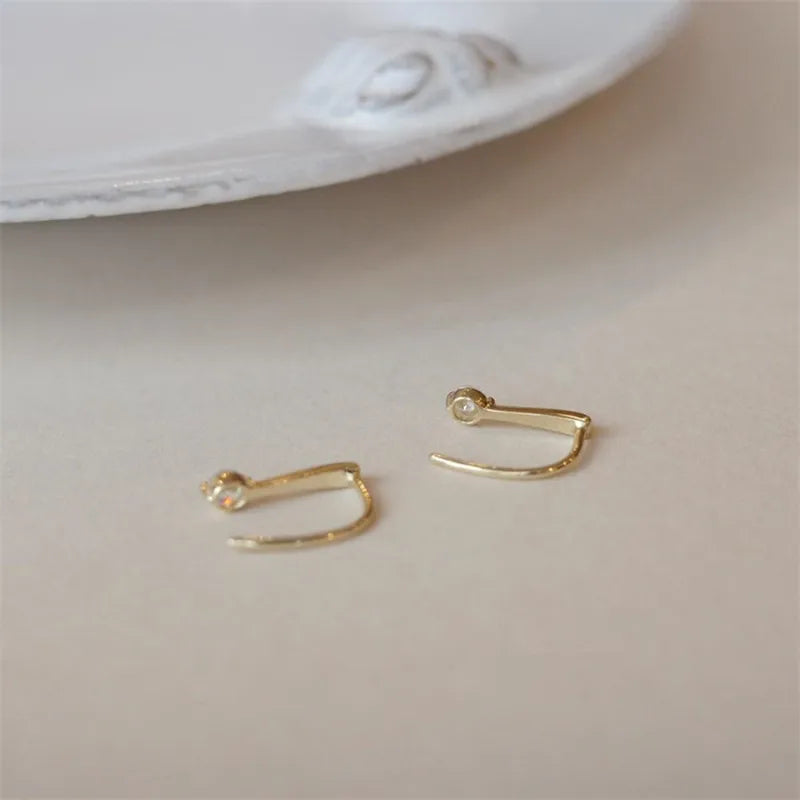 Sparkling Zircon Simple Geometry Earrings 925 Sterling Silver Plated 14k Gold Wedding Jewelry Accessories for Women