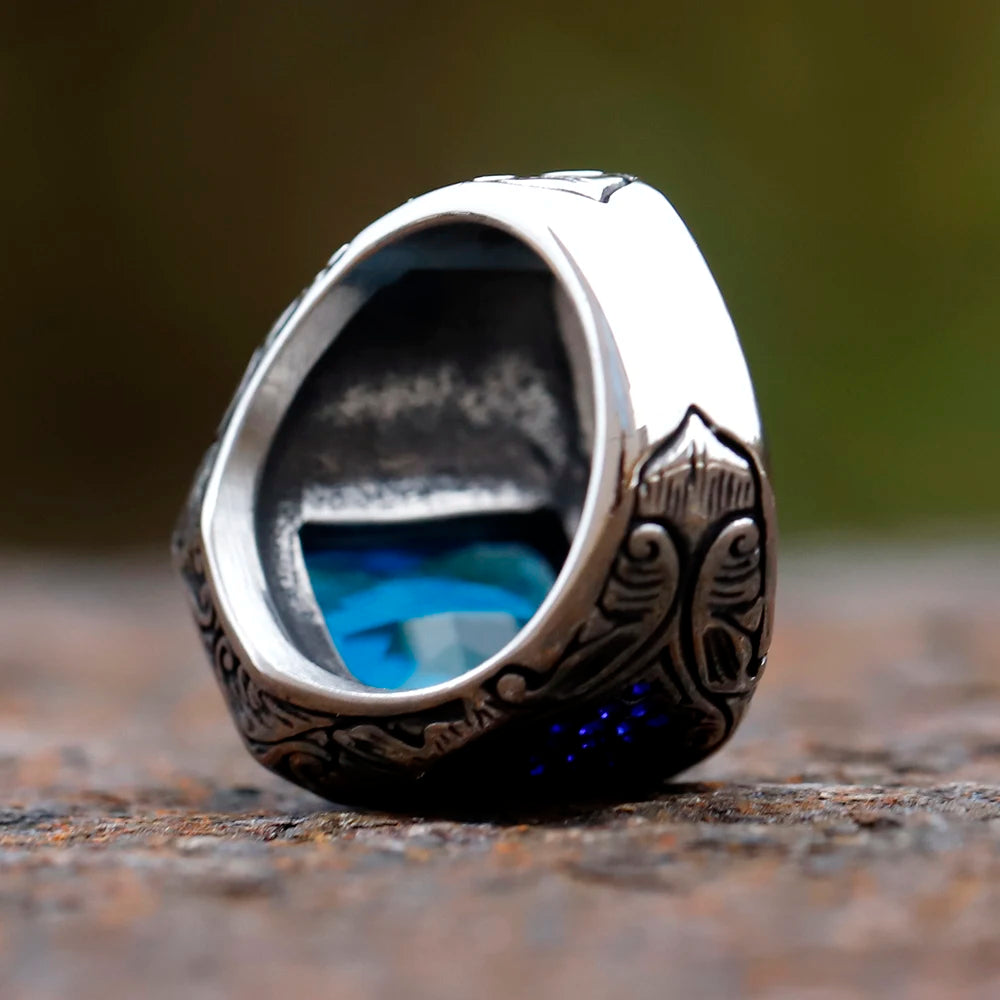 New Unique Design 316L Stainless Steel Turkish Stone Ring CZ Ring For Men High Quality Zircon Jewelry Gift