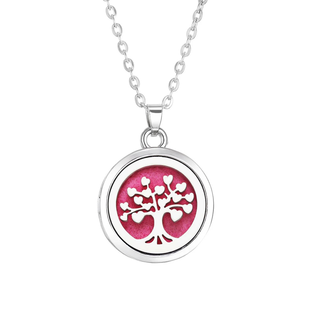 Tree of Life Aromatherapy Necklace Perfume Essential Oil Diffuser Alloy Stainless Steel  Locket Pendant Aroma Diffuser Necklace - Madeinsea©