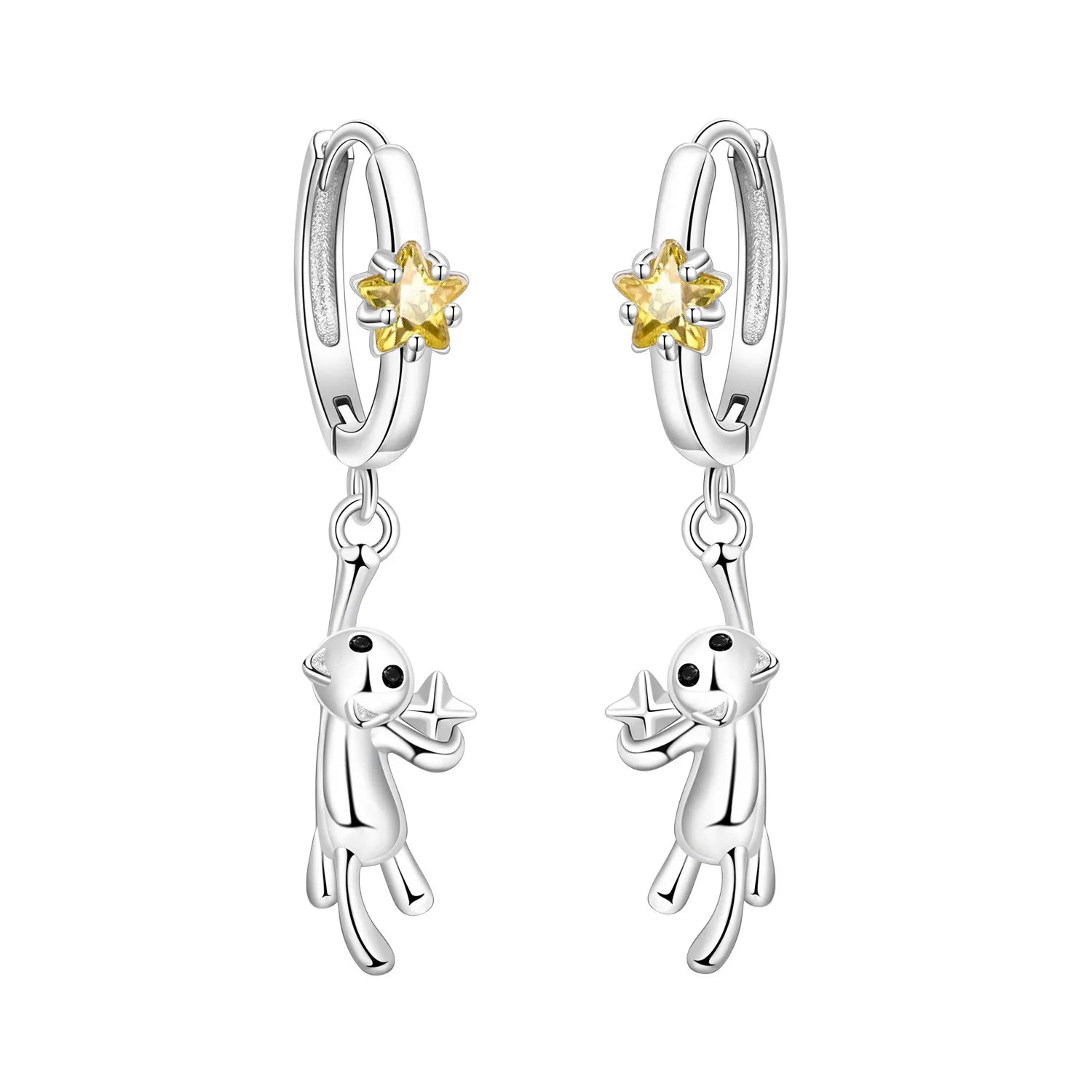 PANPOKI 925 Sterling Silver Double Layer Pet Paw Print Drop Earrings Women Earrings Charm Fashion Versatile Party Jewelry Gifts