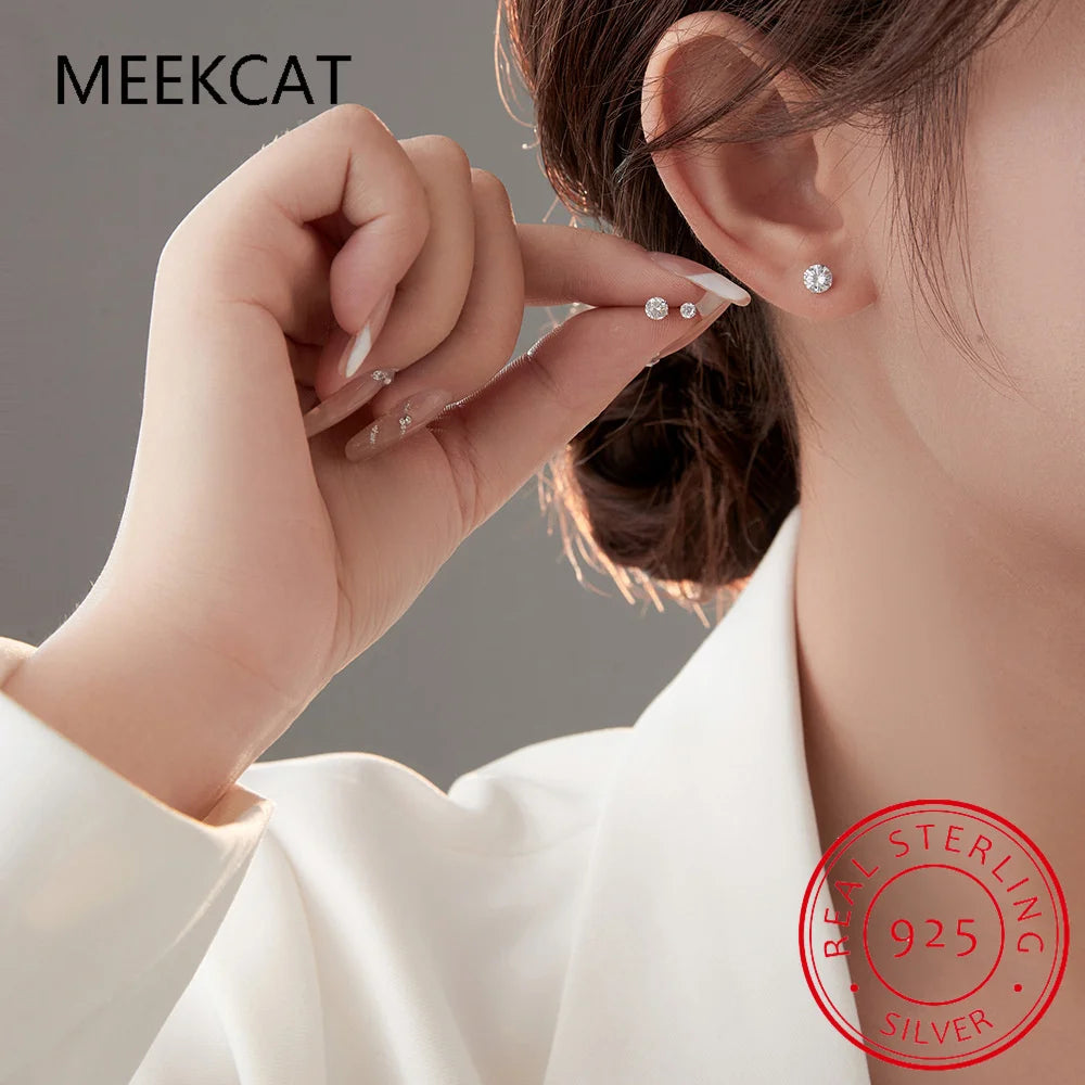 S925 Sterling Silver D Color 1 Carat Moissanite Screw Earrings For Women Fine Jewelry Platinum 4 Prong Earring Party Gift