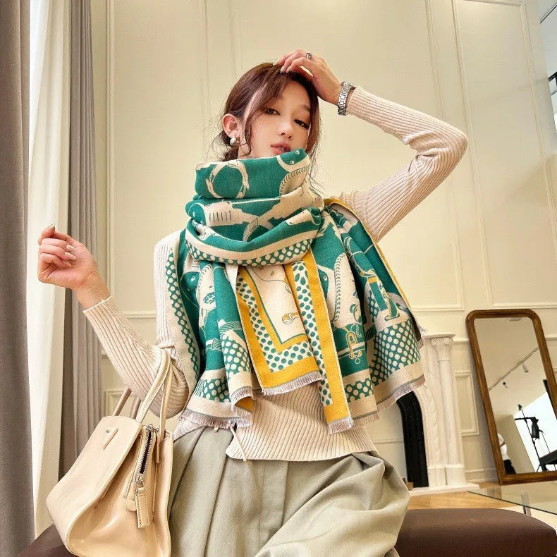 Print Cashmere Scarf Women Thick Warm Winter Blanket Brand Female Luxury Quality Shawl Wrap Bufanda 2025 Poncho Echarpe Pashmina