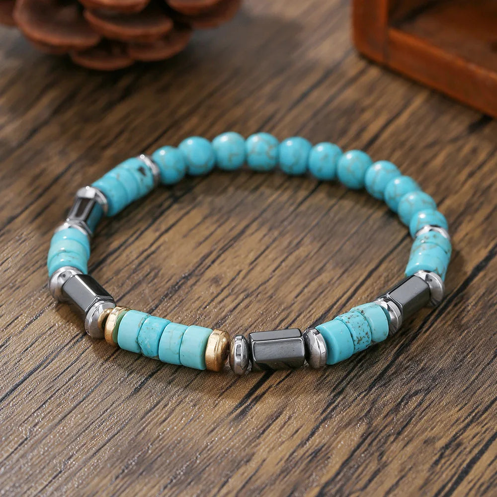 1PC Vintage Male Tribal Coconut Shell Wooden Beaded Bracelet for Men Lava Stone Bracelet Man Jewelry Gift for Him