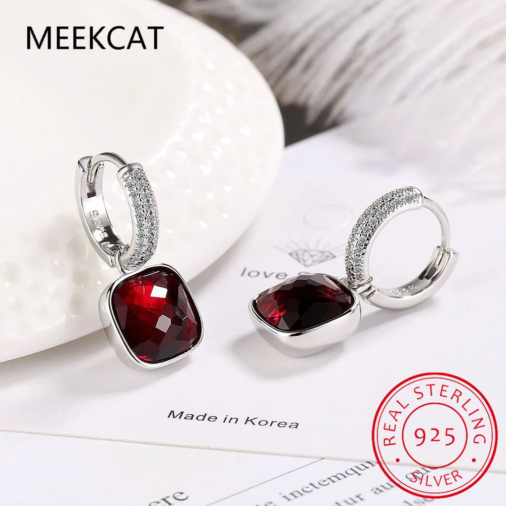 Large 7ct Genuine Smoky Quartz 925 Sterling Silver Dangle Drop Earrings for Women Statement Gemstone Earings - Madeinsea©