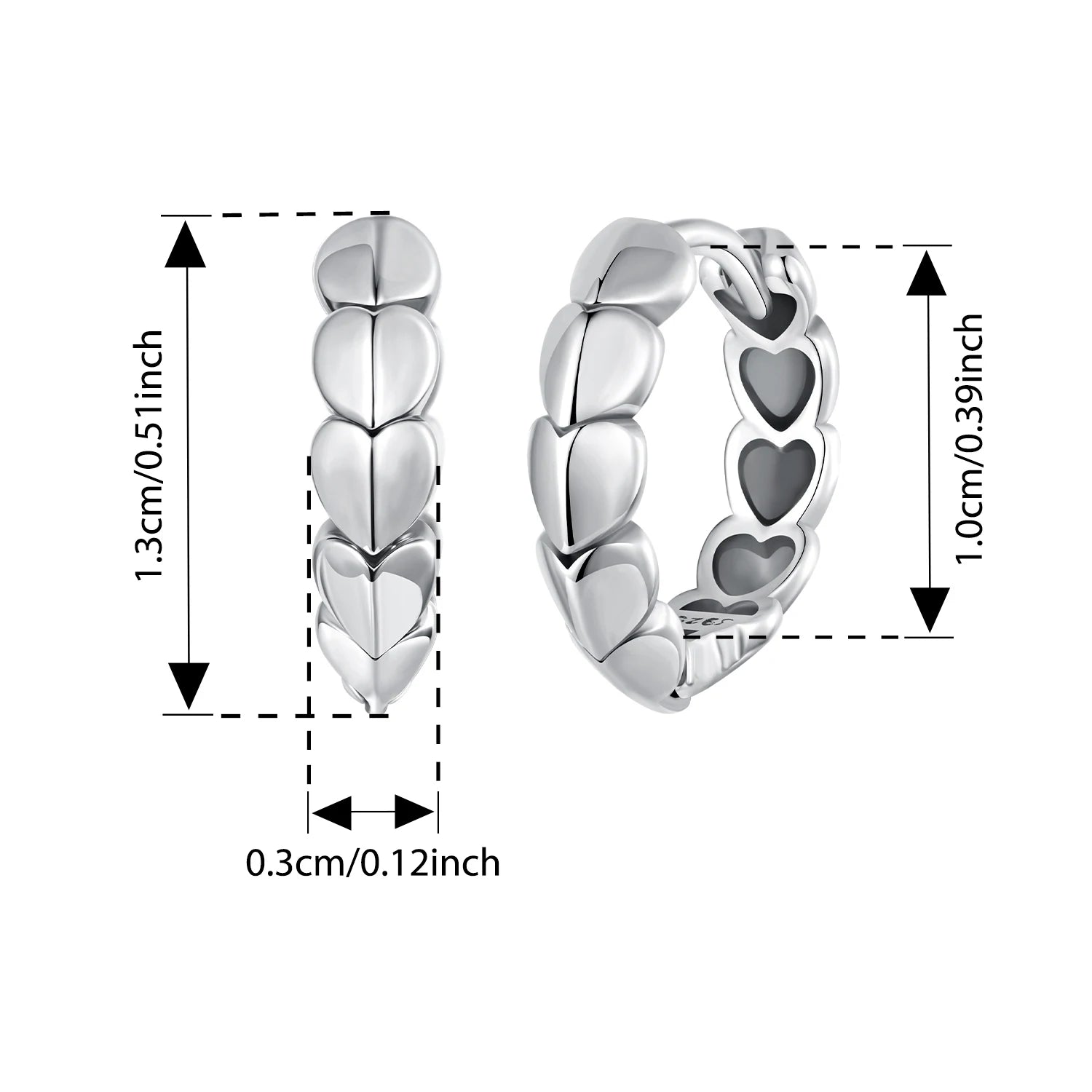 BISAER Solid 925 Sterling Silver Heart Hoop Earrings Symbol of Eternal Love Stud Earrings for Women Party Fine Jewelry ECE1905