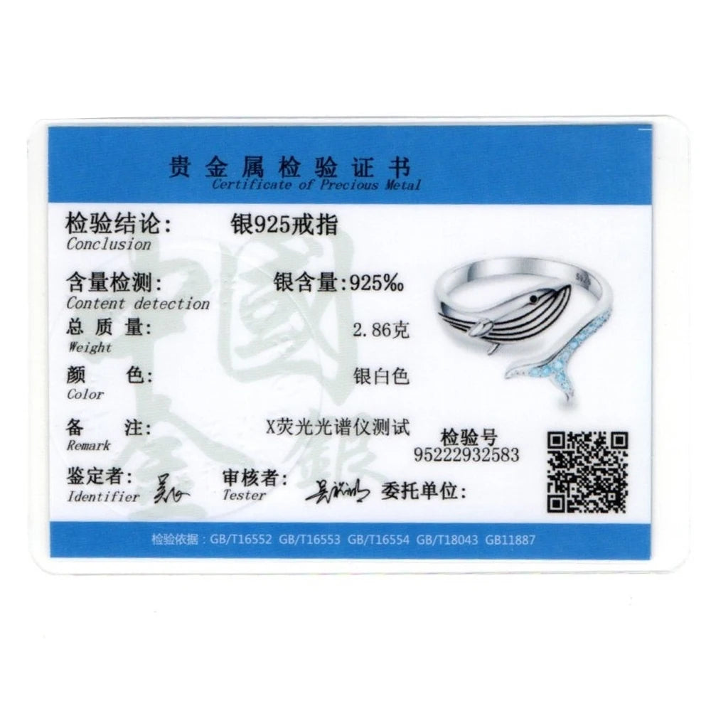 925 Sterling Silver Whale Adjustable Finger Cute Sea Animals Fish Open Ring Birthday Christmas Jewelry Gift for Women Teen Girls