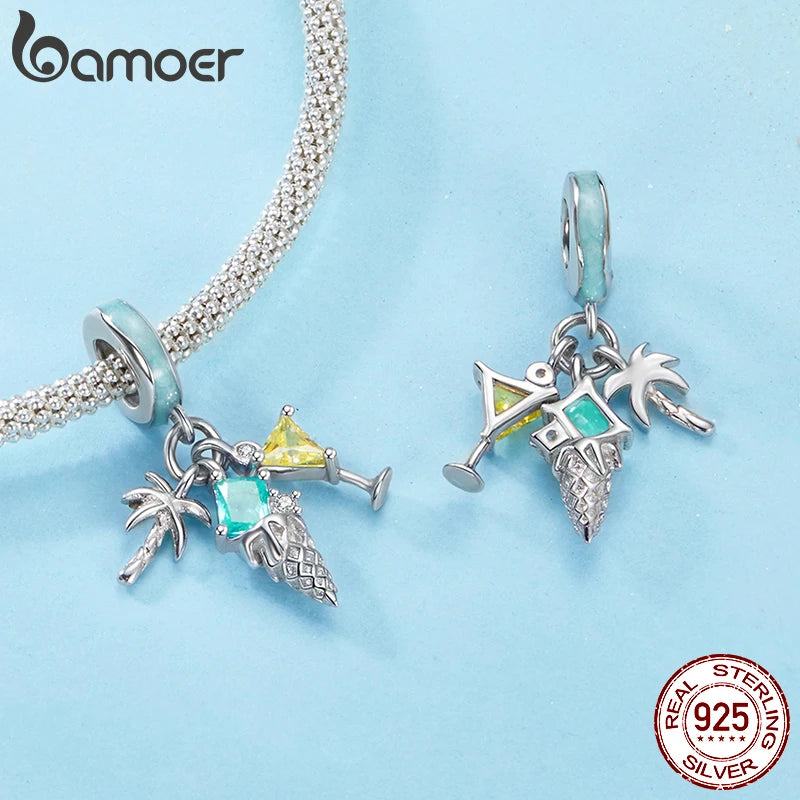BAMOER 2025 Ocean Series Solid 925 Sterling Silver Hermit Crab Turtle Dreamcatcher Charm fit Original Bracelet DIY Accessories