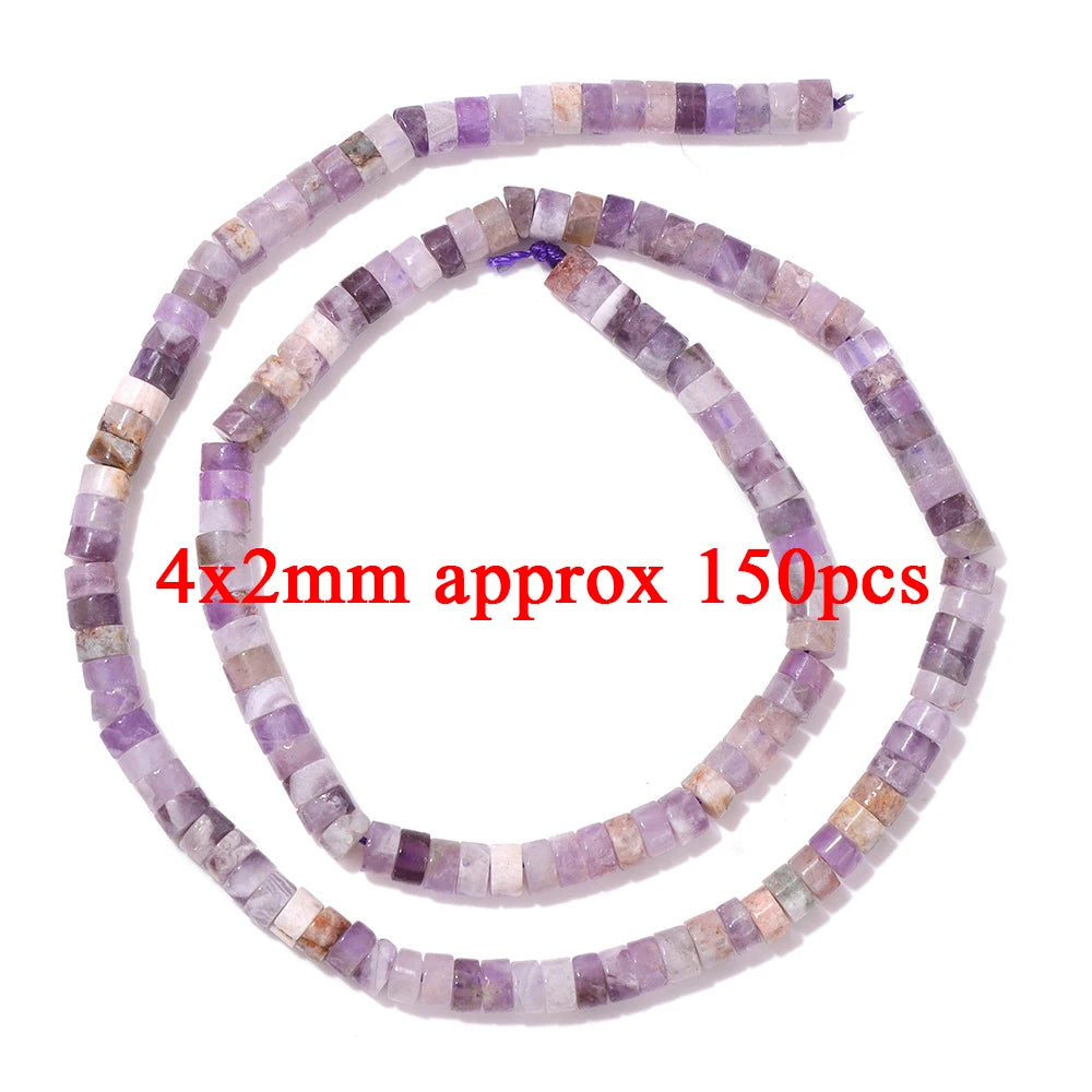 Natural Amethyst Quartz Stone Beads Faceted Round Rondelle Cube Loose Spacer Gem Bead For Jewelry Making Necklace Bracelet DIY