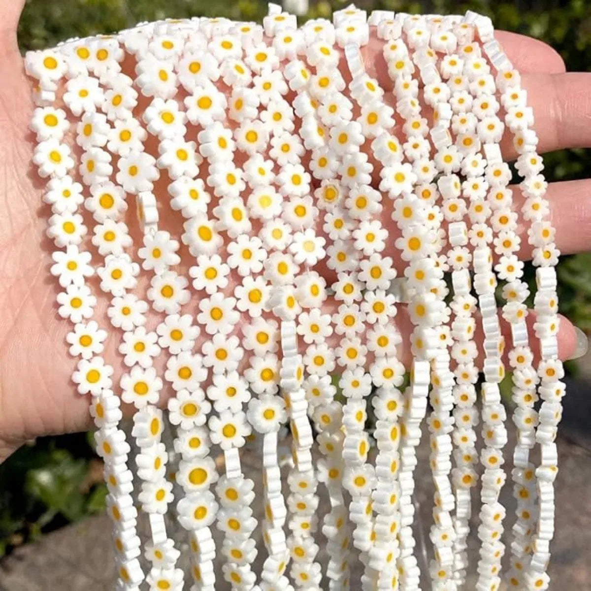 4-8mm Flower Lampwork Glass Flat Beads Daisy Spacer Loose Beads For Jewelry Making DIY Bracelet Crafts Handmade Accessories