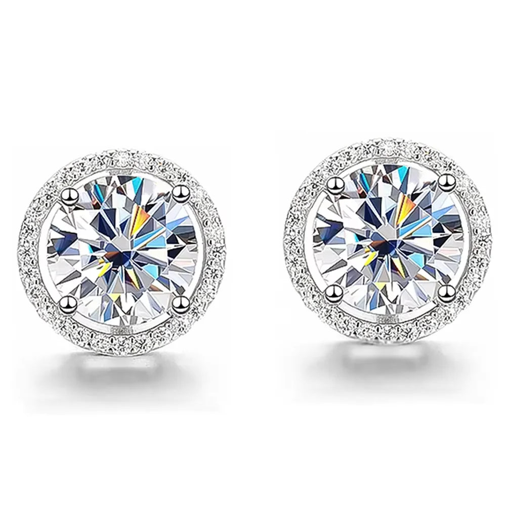 Serenity 0.5ct 1ct 2ct All D Moissanite Earrings For Women Gift S925 Sterling Silver Sparkling Round Bag Stud Earrings Jewelry