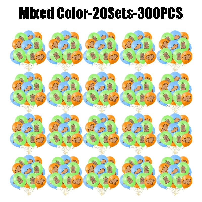 15PCS/1Set Capybara Party Latex Balloons for Children Cute Capybara-themed Birthday Animal Party Decorations Shower Supplies