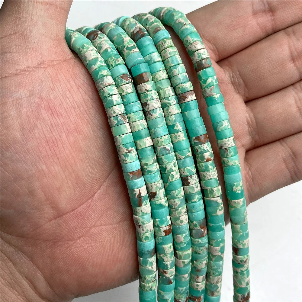 6x3mm Natural Flat Round Stone Beads Turquoises Labradorite Jaspers Spacer Loose Heishi Bead For Jewelry Making DIY Accessories