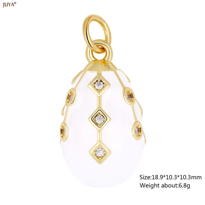JUYA New 3D Water Drop Pendant Bohemia Type CZ Enamel Charm For DIY Women Necklaces Jewelry Making Accessories