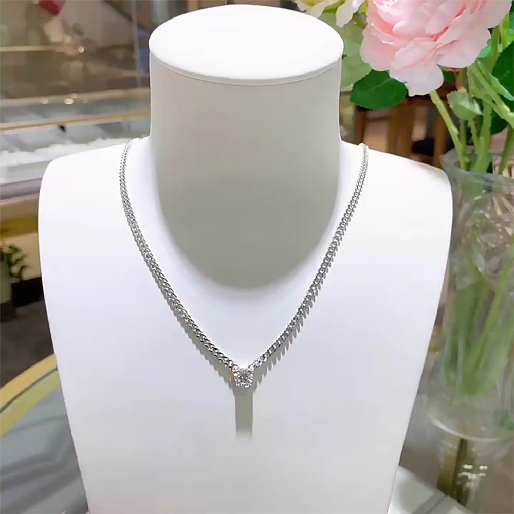 Serenity 1-3ct D Moissanite Necklace for Women Man Gift S925 Sterling Silver 3mm Width Cuban Chain Pendant Necklace Fine Jewelry