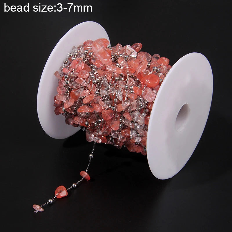 Natural Quartzs Stone Stainless Steel Chips Beads Chains For DIY Bohemia Jewelry Making Women Necklace Choker Bracelet Handmade - Madeinsea©