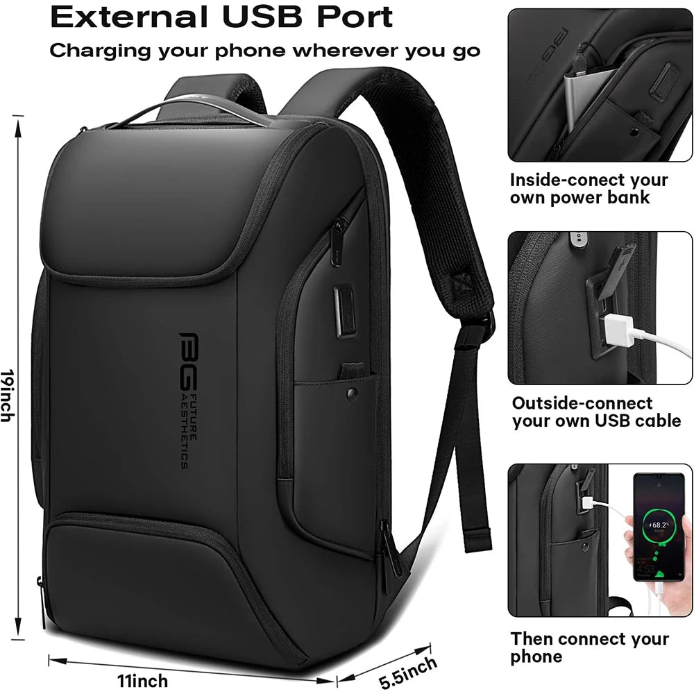 BANGE Business USB Charging Smart Backpacks Fits 15.6 Inch Laptop Commute Backpack WaterProof Carry On Bag for Men Travel Bags - Madeinsea©