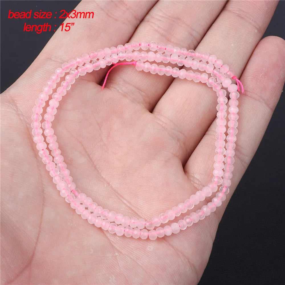 45 Style Natural Rose Quartz Bead Round Tube Crystal Loose Beads For Jewelry Making Handmade Diy Bracelet Necklace Accessories