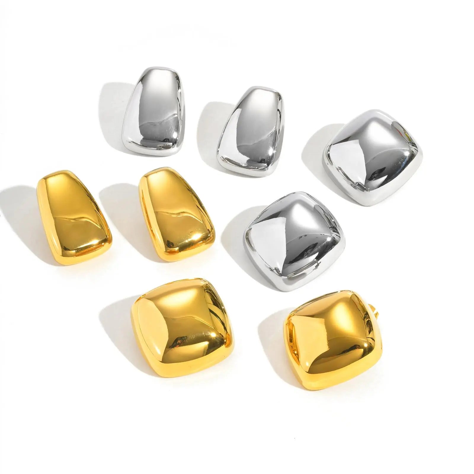 Vnox Fashion Stainless Steel Women's Stud Earring,Geometric Trapezoid Square Ear Accessories,Party Waterproof Jewelry Two Color