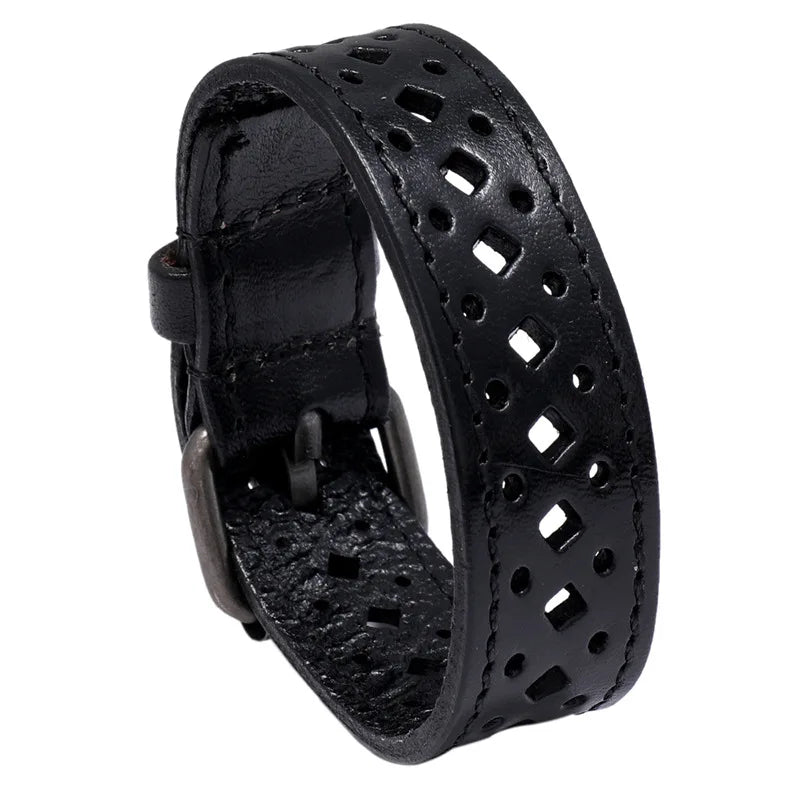 Bracelet MKENDN Vikings en cuir véritable pour homme et femme, design ajouré, bijou de couple, cadeau idéal