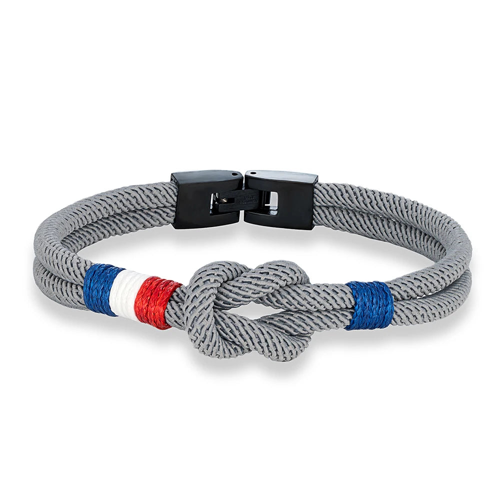 MKENDN Doublelayer France Proud Infinity Rope Bracelet Men Women Handmade Woven Design Luck and Protection Surfer Patriotic Gift