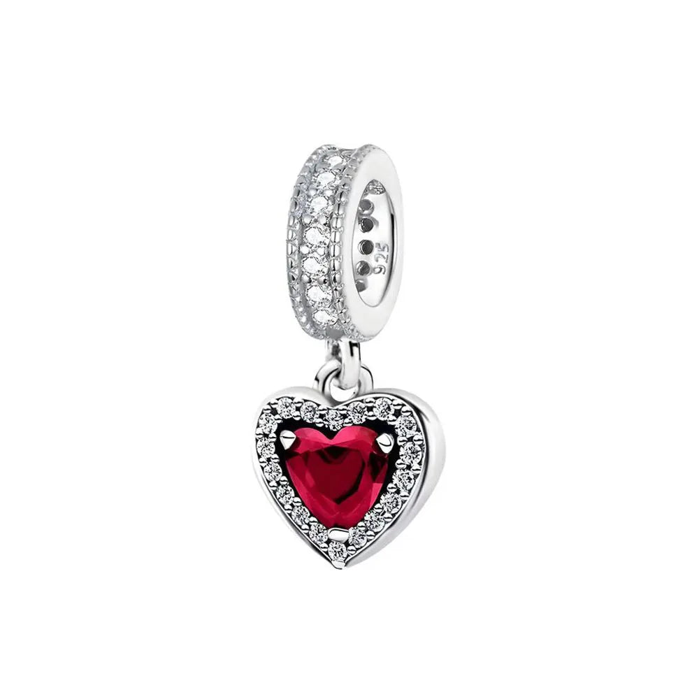 New 925 Silver Red Color Charm Strawberry Bee perfume Dream Catcher Apple Bead Fit Original Bracelet Jewellery Gift red heart