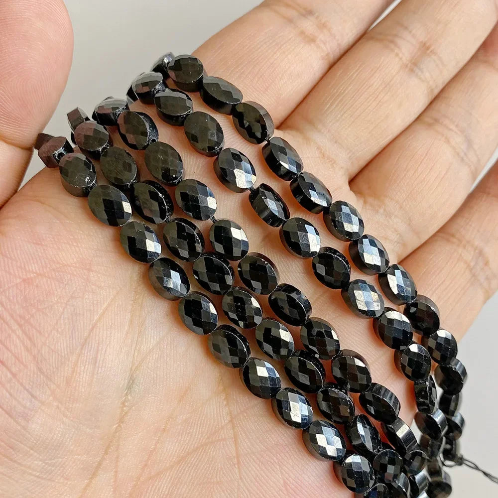 Fashion Natural Oval Shape Stone Bead Faceted Jades Tiger Eye Jaspers Loose Spacer Beads DIY Necklace Bracelet Earrings 6x8mm