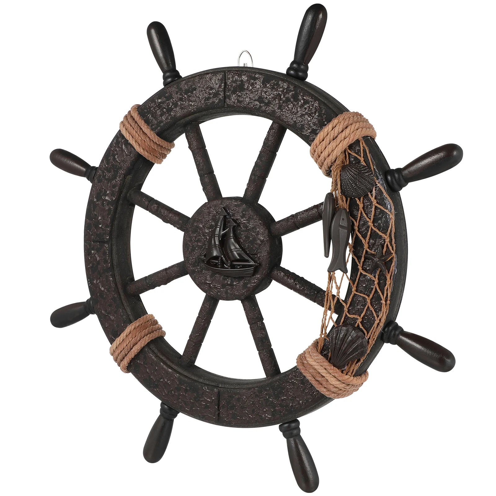 Mediterranean Boat Steering Wheel Home Decor Rudder Wheel Pirate Ornament Sailboat Door Hanging Beach Wall Ship Large Office - Madeinsea©