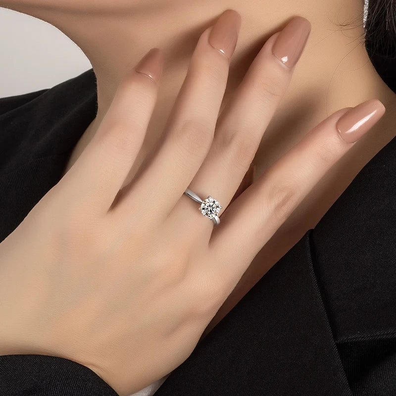 PERFANY 0.5/1/2CT Moissanite Women's Engagement Ring S925 Pure Silver Classic Four Claw GRA Certified Diamond Wedding Jewelry - Madeinsea©
