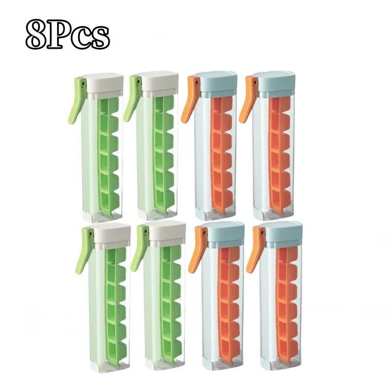 Ice Cube Mold and Trays Food-grade Ice Tray with Lid One Handed Deicing Pressing Ice Lattice Mold Spillproof Ice Cube Tray Maker