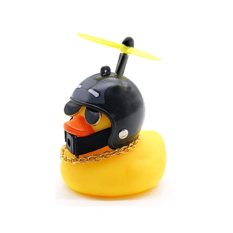 Broken Wind Rubber Duck With Helmet Pendant Black/Yellow Duck Road Bike Motor Helmet Riding Bicycle Accessories Car Decoration - Madeinsea©