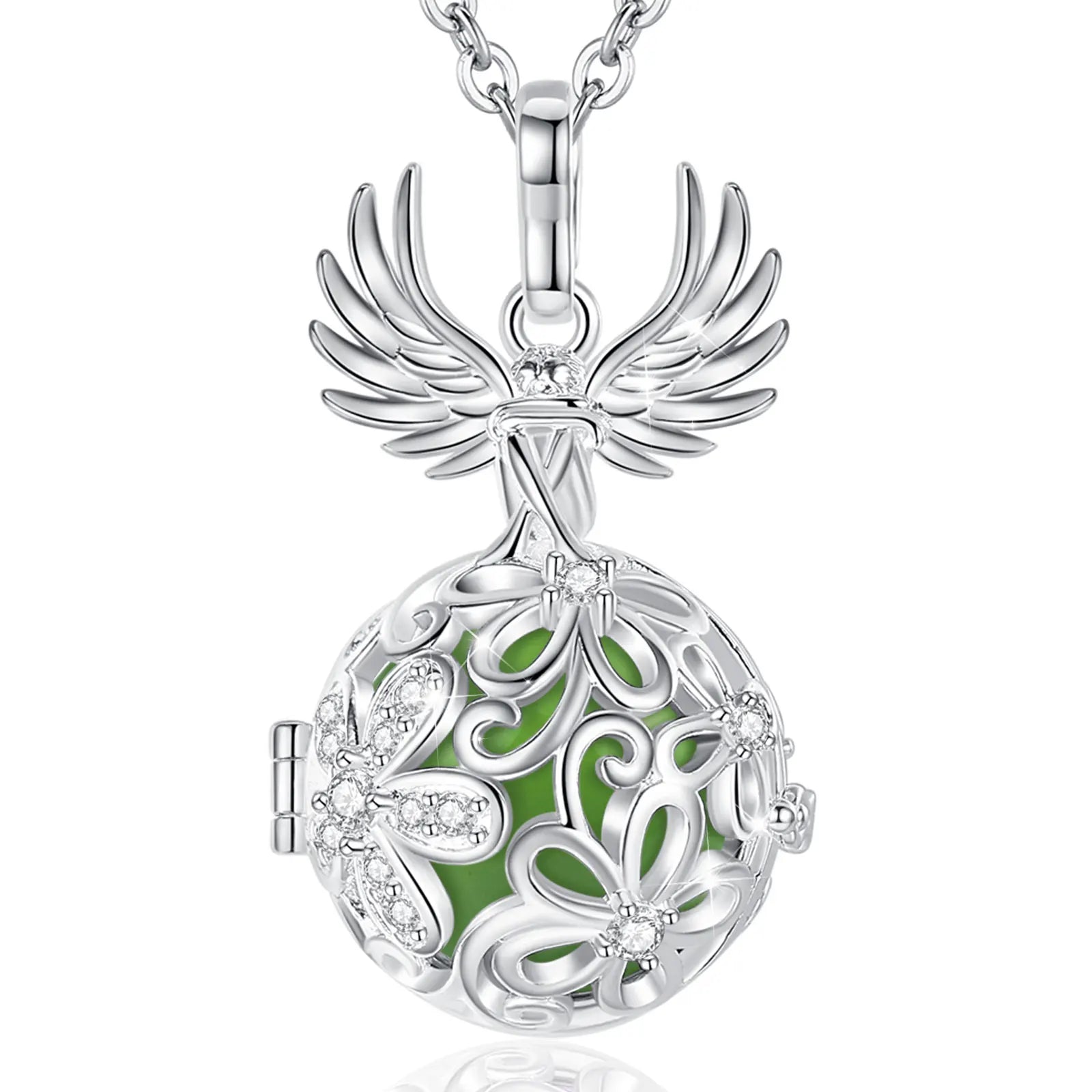 Eudora Collier Bola de Grossesse Necklace 18MM Ball Flower Angel Caller Musical Bell Pendant DIY Jewelry Gift for Pregnant Women