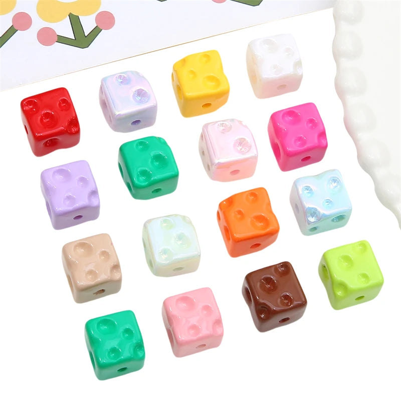 5pcs Cube Cheese Bead Acrylic Spacer Loose Beads For Jewelry Making diy Decorations Bracelet Phone Chain Keychain Accessories