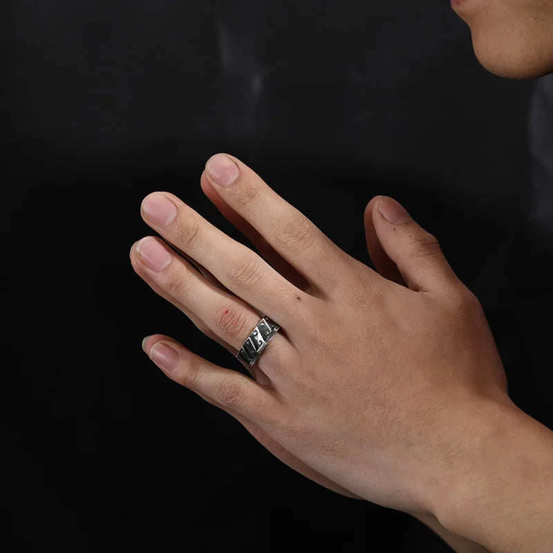 Bague rétro cyberpunk pour homme, style armure, style punk gothique antique, ajustable, accessoire rock/motard fait main, bijou cadeau pour homme