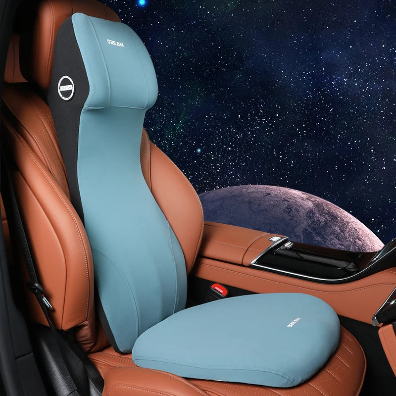 Car Leather Headrest Lumbar Support Memory Foam Car Rest Neck Pillow Back Cushion Seat Waist Supports Car Interior Accessories - Madeinsea©
