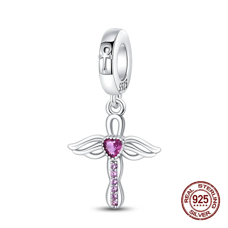 Classic 100% 925 Sterling Silver Daemon Angel Cross Evil Eye Charms Beads Fit 3mm 925 Original Bracelets DIY Party Jewelry