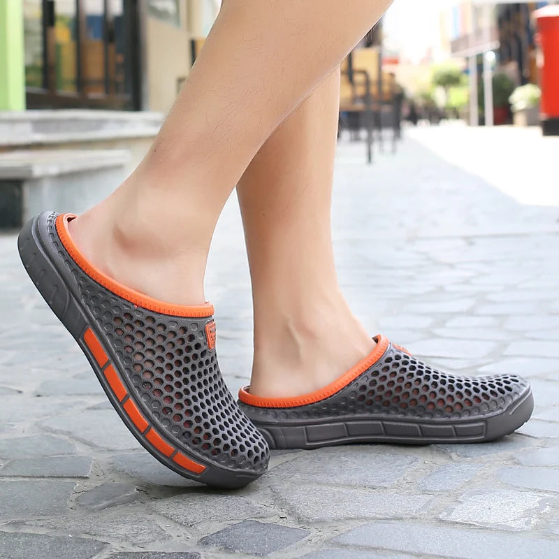 Summer Beach Men Sandals Breathable Men Casual Shoe Hole Shoes Light Clogs Home Garden Outdoor Male Flat Slippers Big Size 39-49