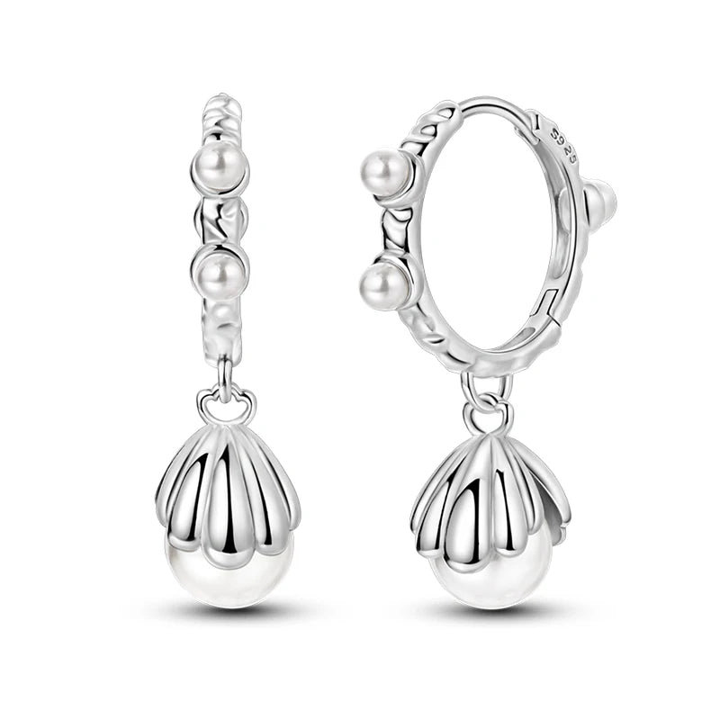 Classic Earrings For Women Girls 925 Silver Sparkling Four Leaf Clover Dragonfly Bees Double Hoop Earrings Luxury Party Jewelry