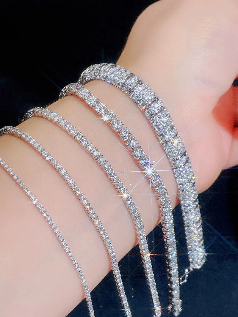 Wholesale Moissanite Tennis Bracelet Necklace 3mm 4mm 5mm 6.5mm 925 Silver D Color Diamond Jewel For Women Men Jewelry
