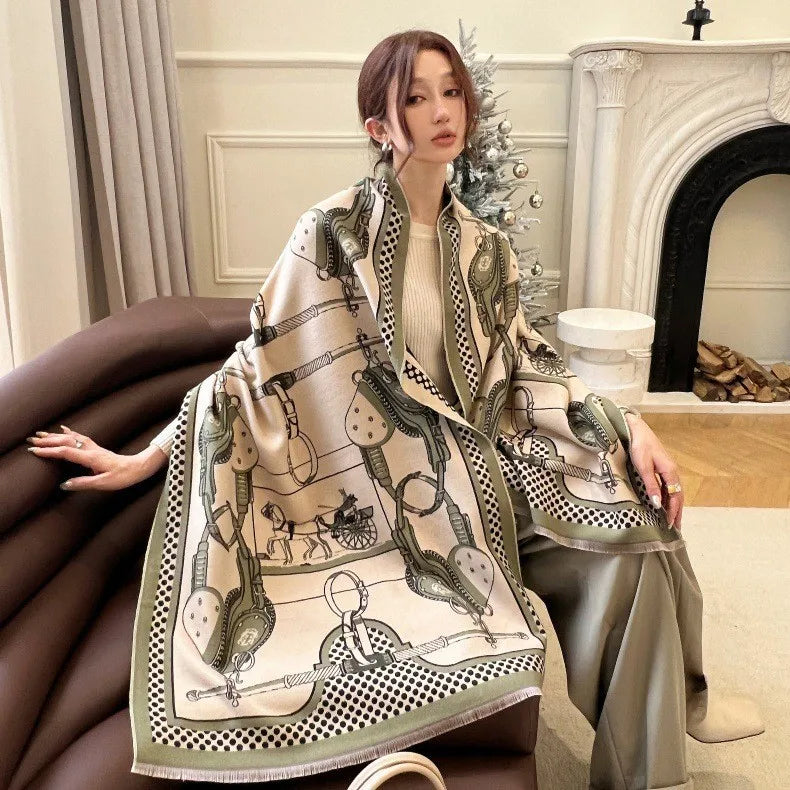 Print Cashmere Scarf Women Thick Warm Winter Blanket Brand Female Luxury Quality Shawl Wrap Bufanda 2025 Poncho Echarpe Pashmina