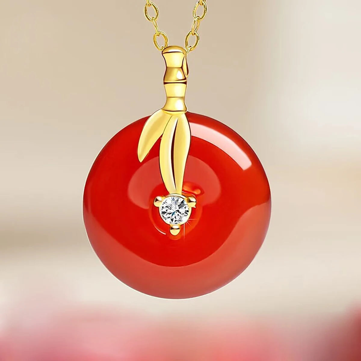 Szjinao 100% Real Gold 18k Natural Agate Necklace For Women Heart Pendant Au750 Pure Original Gold Jewelry Valentine's Day Gifts
