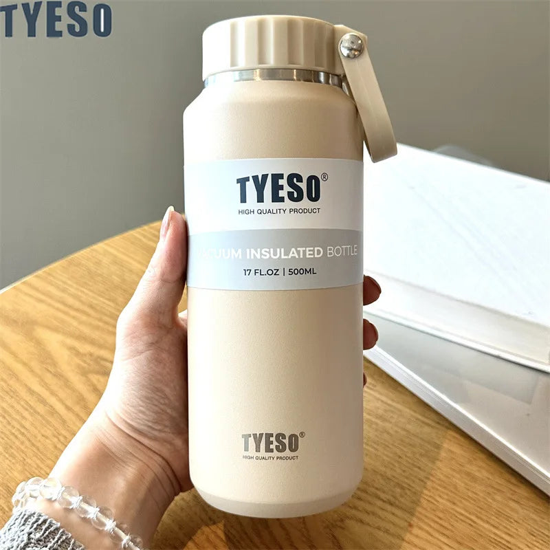 TYESO Insulated Water Bottle Stainless Steel Sport Cup with Handle Portable Travel Mug for Men Women 6-12 Hours Thermal Cold Hot