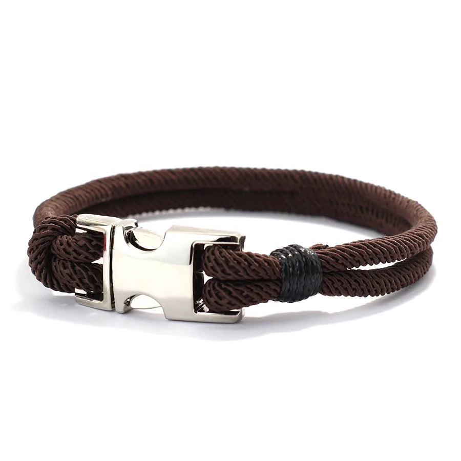 New Good Luck Rope Bracelet Men Bilayer Detachable Buckle Wrap Braslet Locomotive Cool Riding Outdoor Survival Braclet Pulseria