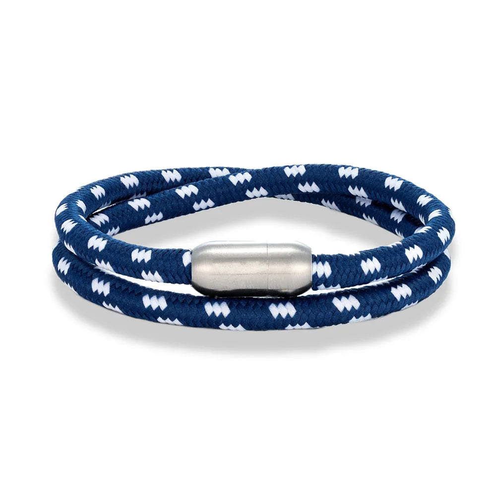 MKENDN Nautical Style Double Strand Rope With Stainless Steel Magnet Clasp Wrap Bangle Unique Sailing-Inspired Gift for Women