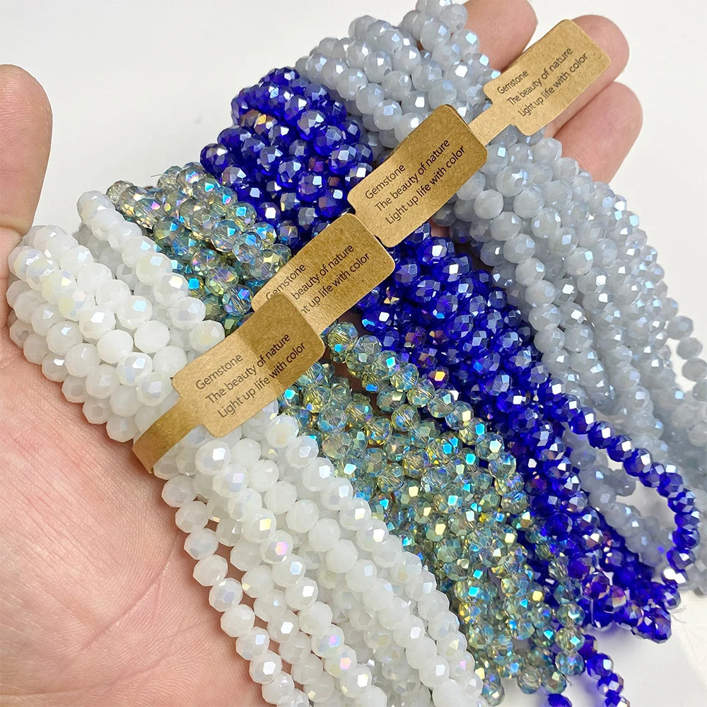 Wholesale 5 strand/lot Faceted Austrian Crystal Bead Rondelle Loose Spacer AB Color Glass Beads For Jewelry Making  Accessories
