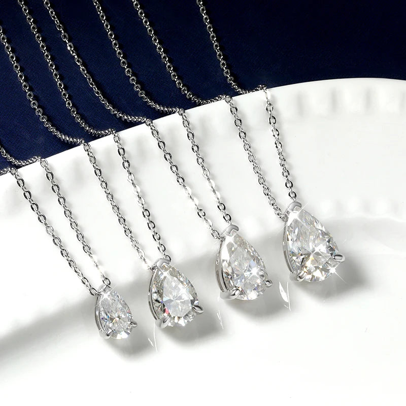 Serenty 1-4ct Pear Cut D VVS1 Moissanite Necklace for Women Gift Pure S925 Sterling Silver Water Drop Pendant NecK Chain Jewelry - Madeinsea©